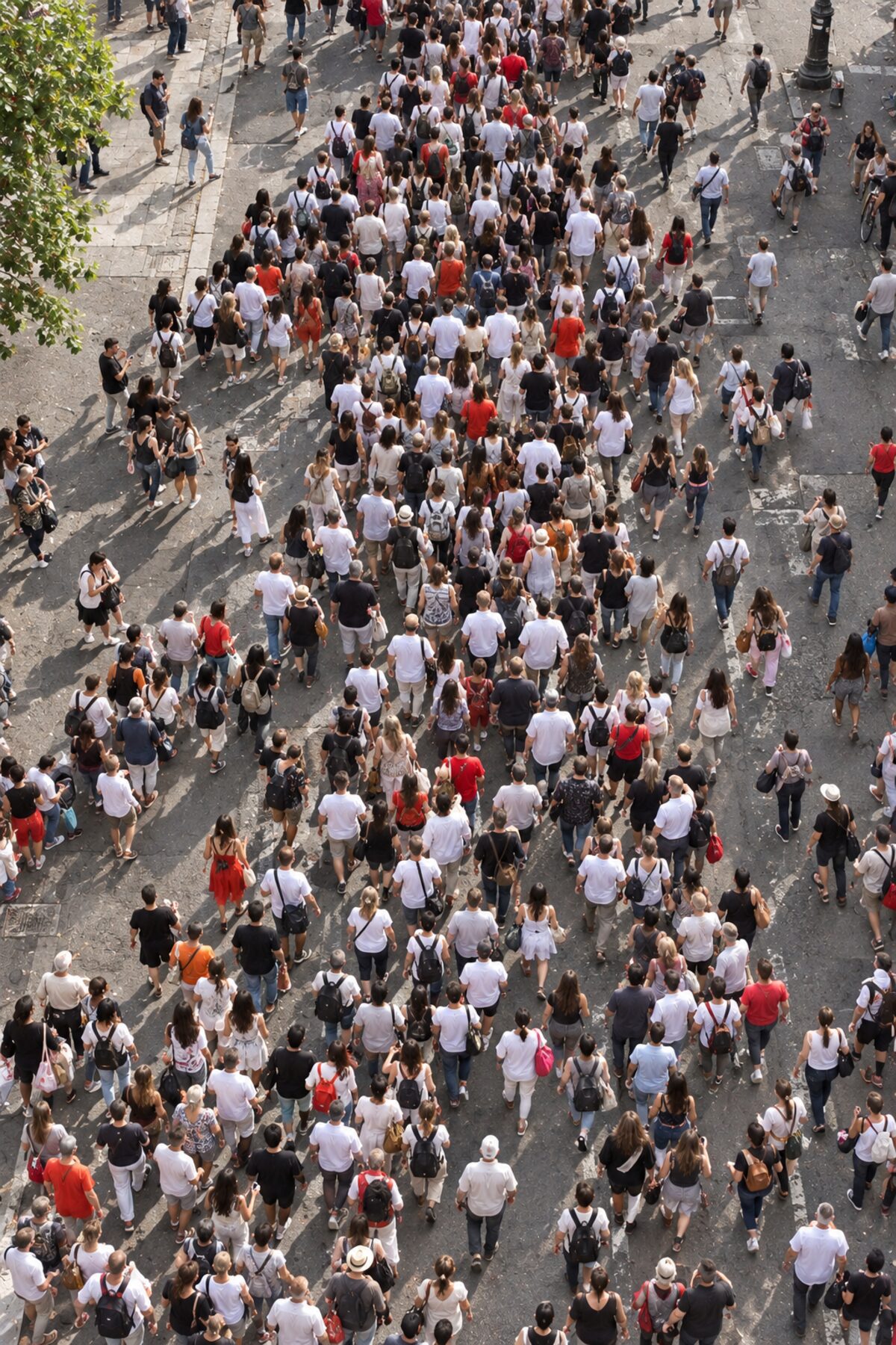 Persone viste dall'alto, direzione condivisa